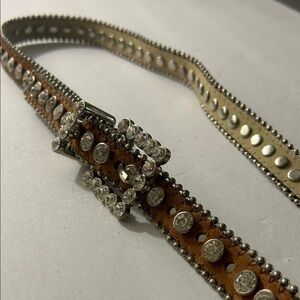 Elegant Western Brown and Cream Embellished Belt